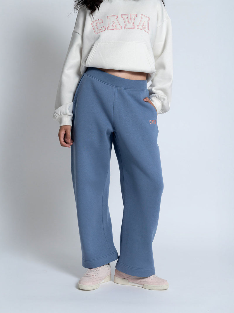 Blue Fleece Barrel Joggers