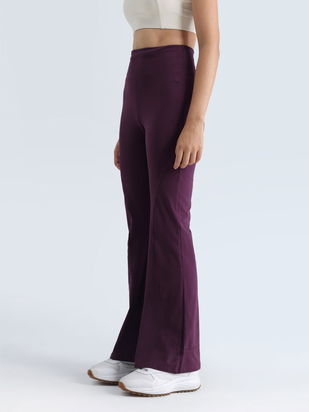 Plum Cotton Flared Leggings