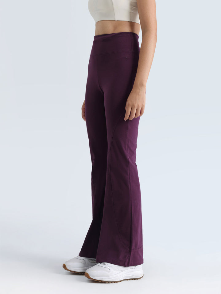 Plum Cotton Flared Leggings