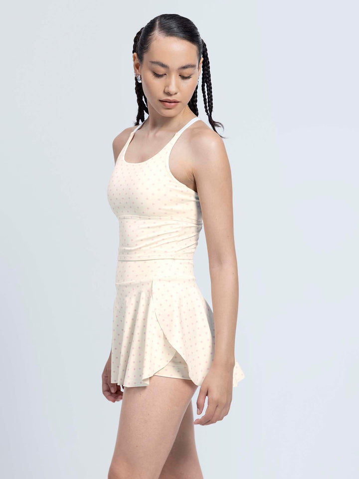 Ivory Polka Cross Back Sports Bra