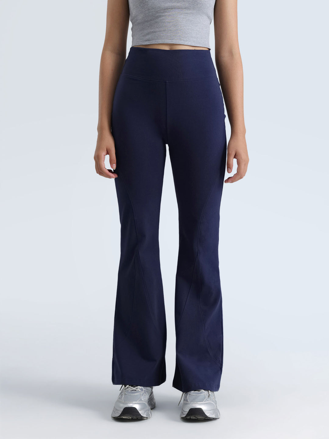 Navy Cotton Flared Leggings