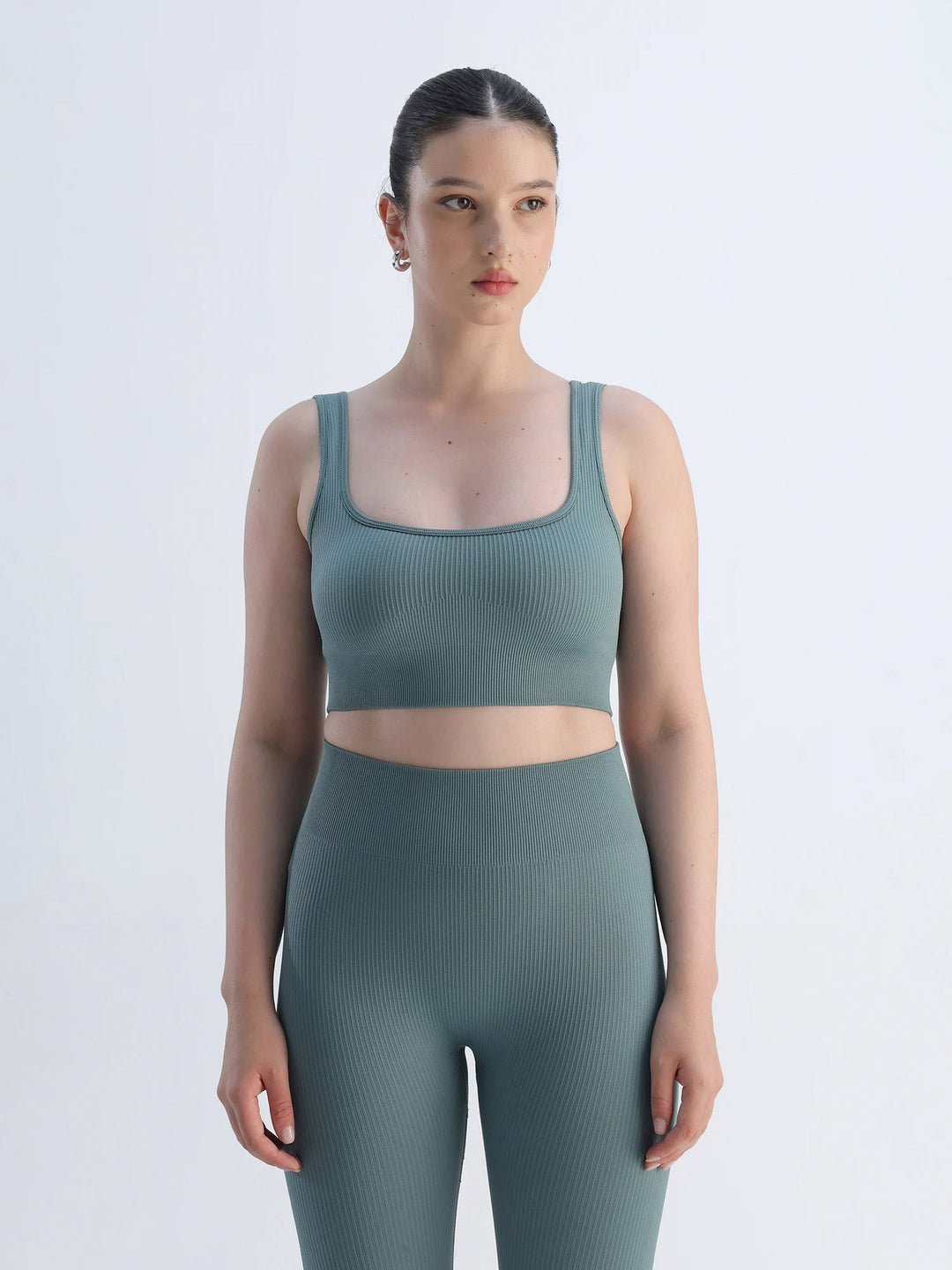 Slate Blue Contoured Seamless Sports Bra