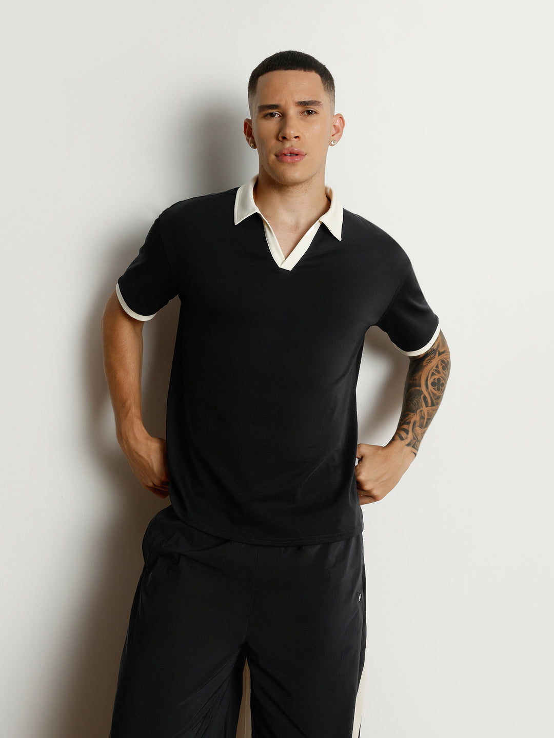 Black Contrast Collar Polo