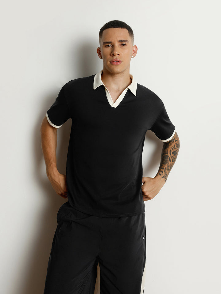 Black Contrast Collar Polo
