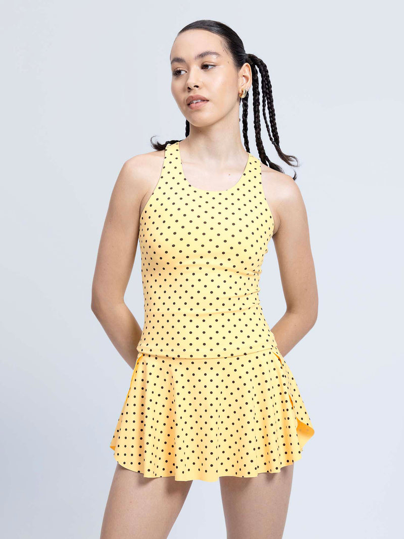 Butter Yellow Polka Racerback Tank
