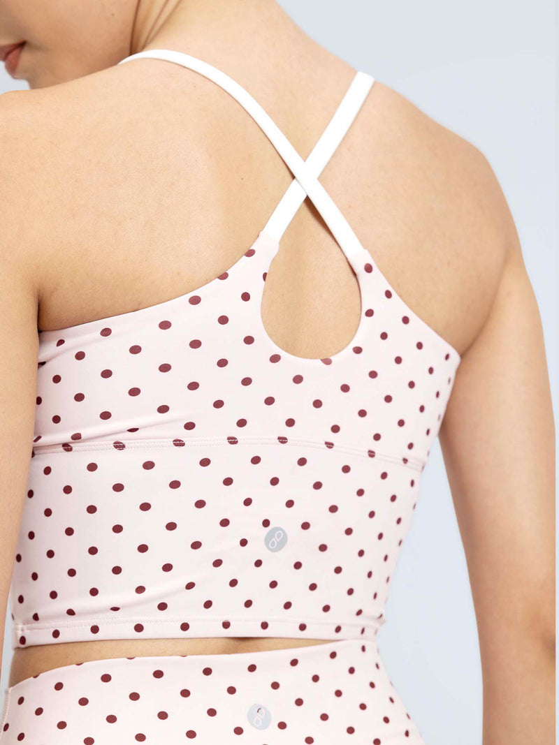 Blush Polka Cross Back Sports Bra