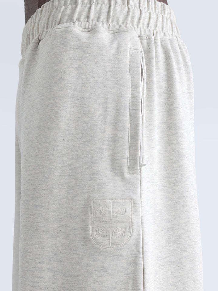 Grey Melange Wide Leg Joggers