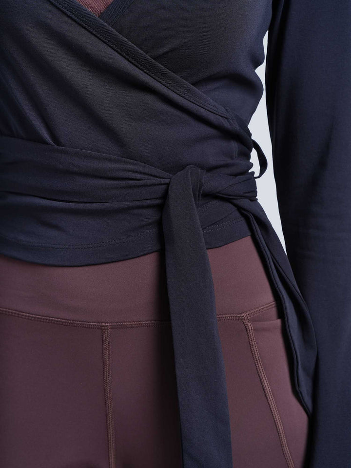 Black Cotton Wrap Top