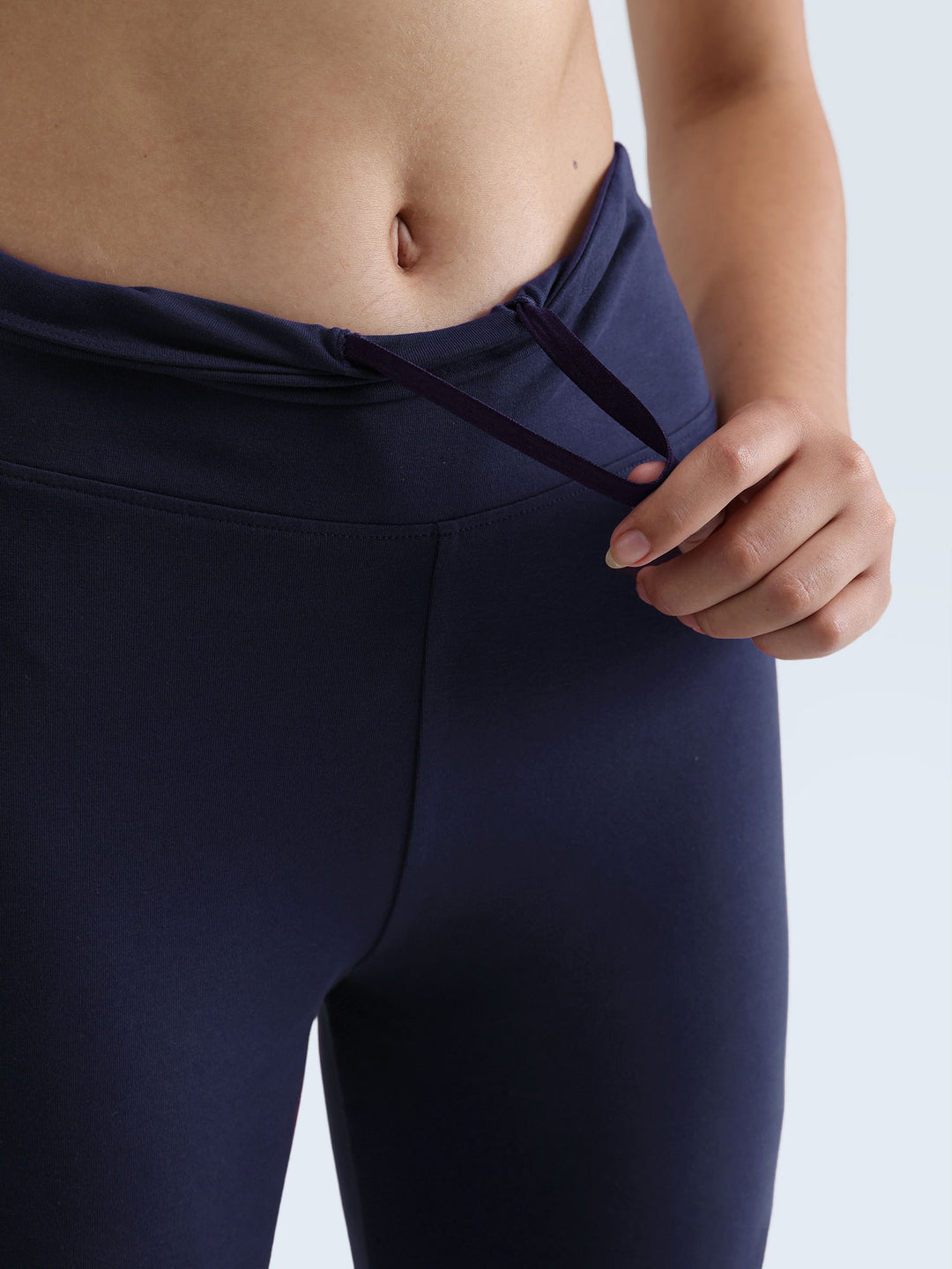 Navy Cotton Flared Leggings