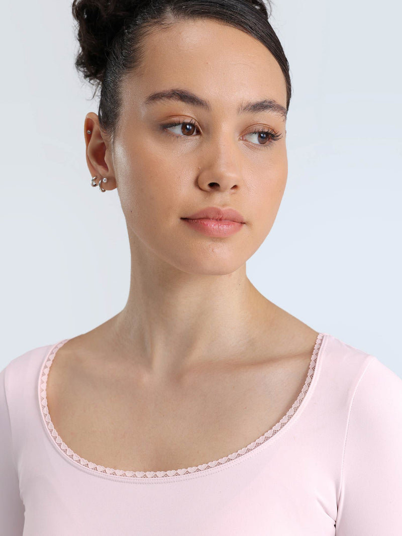 Blush Lace Scoop Neck Top