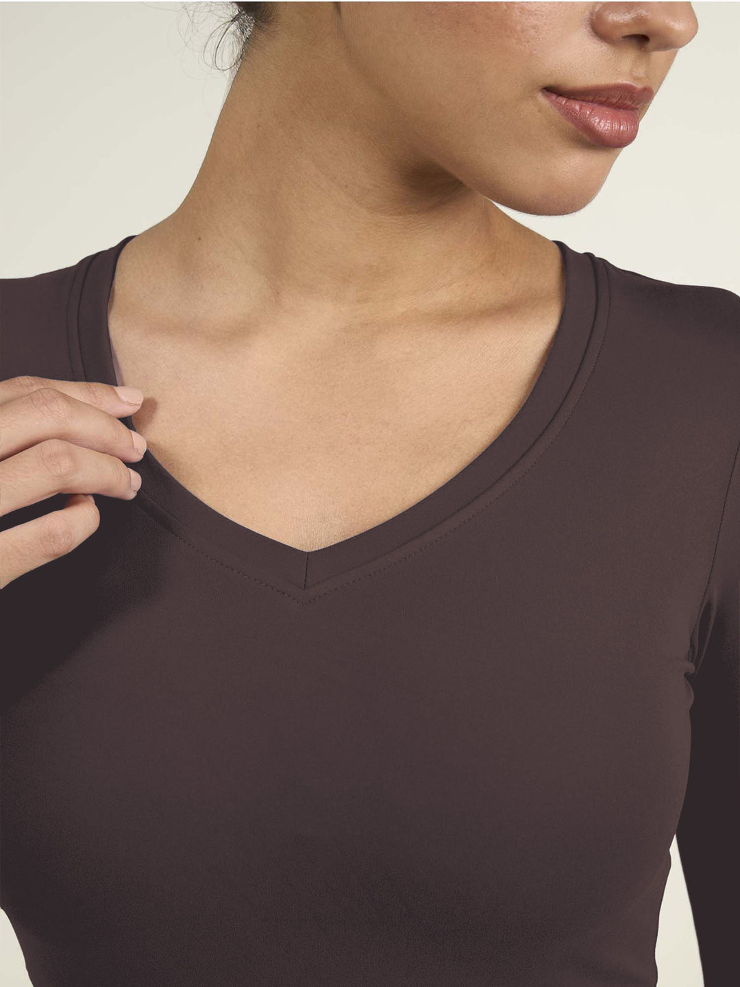 Brown Sculpt V-Neck Top
