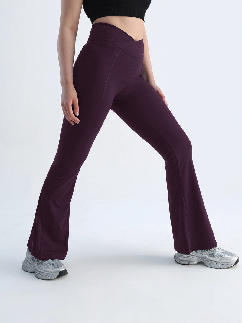 Wine Hourglass Flared Leggings