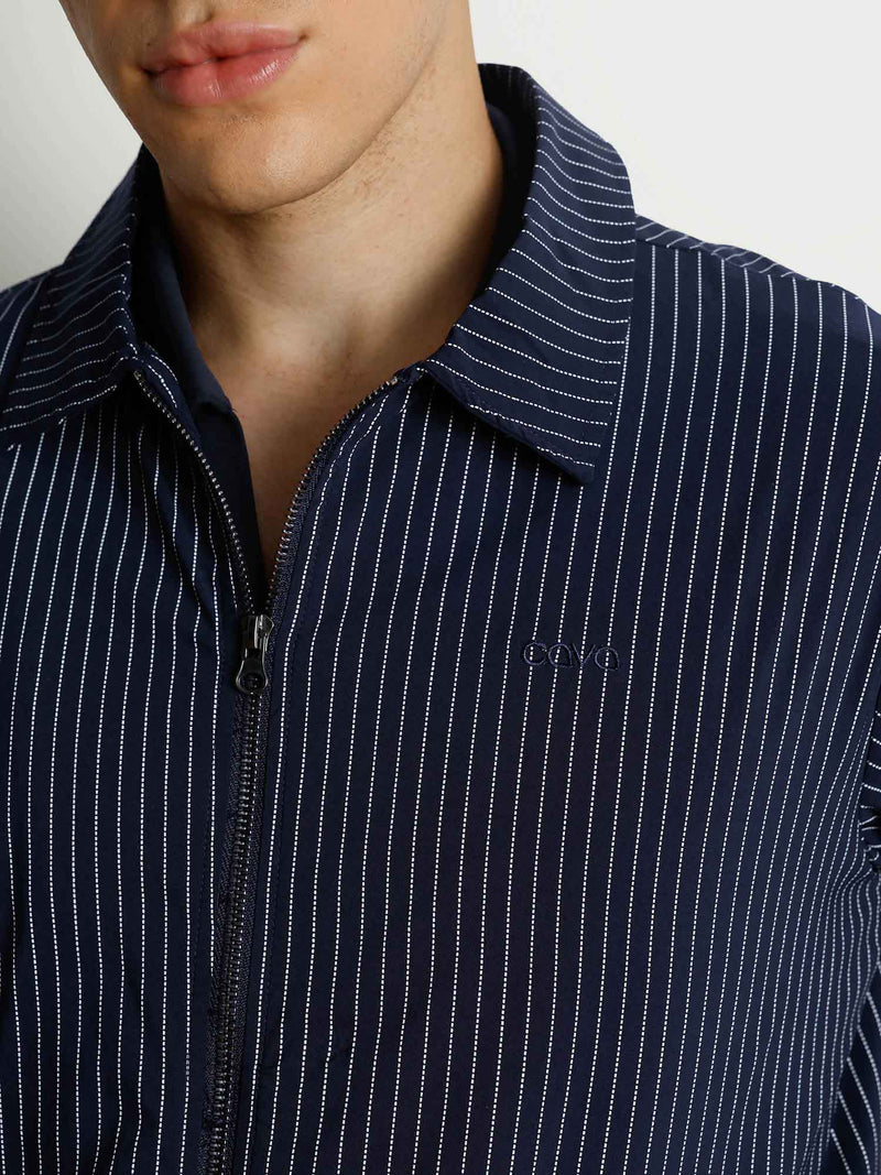 Navy Striped Shacket