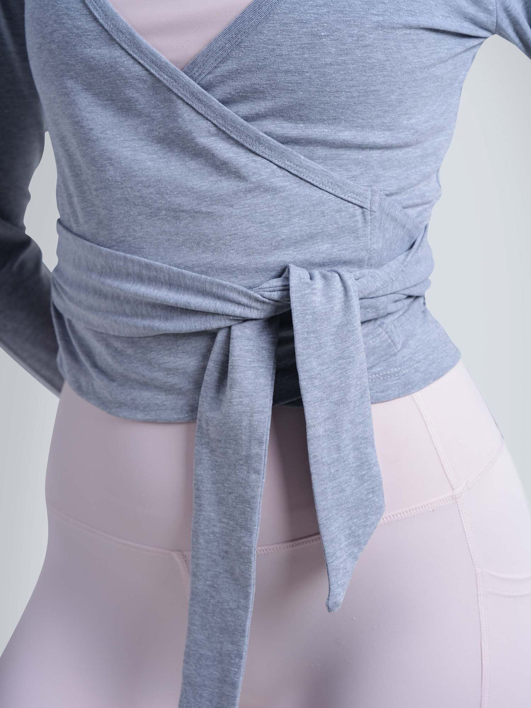 Grey Cotton Wrap Top