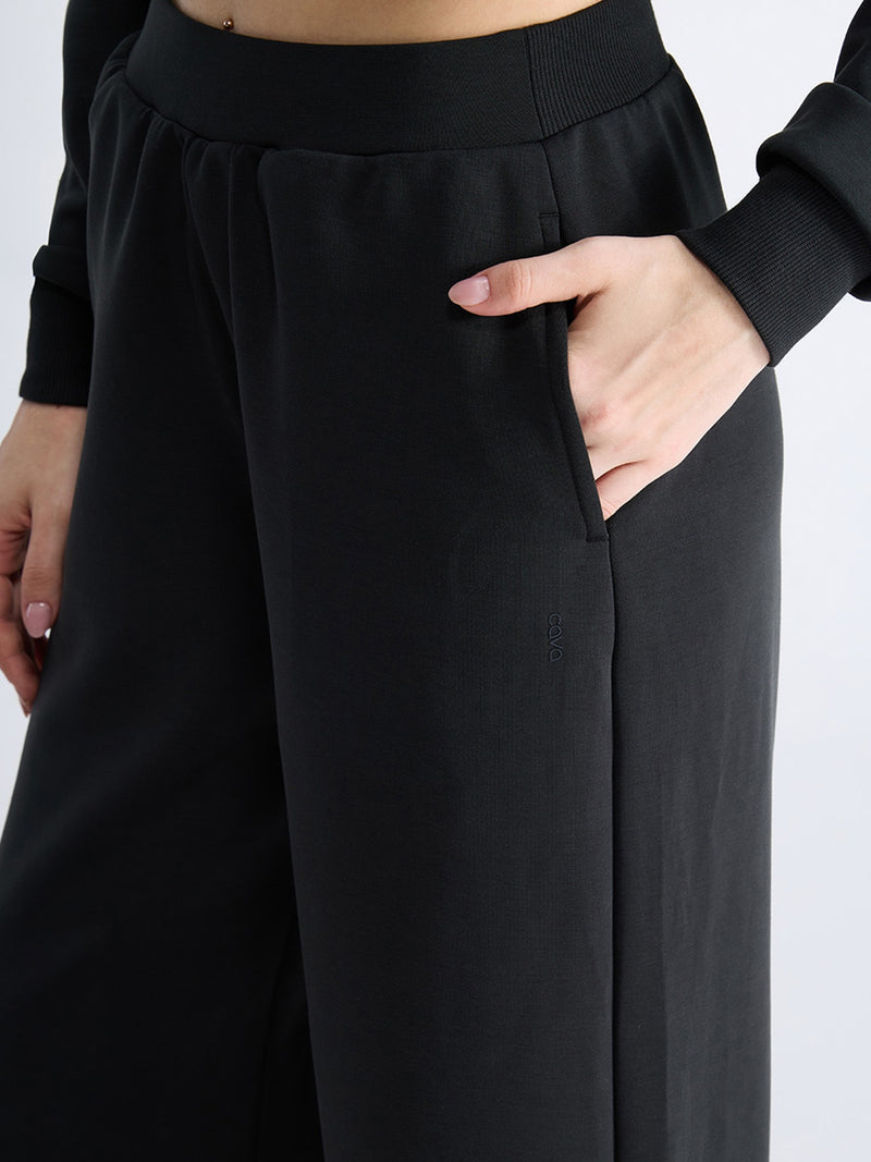 Black Mello Wide Leg Joggers - Women