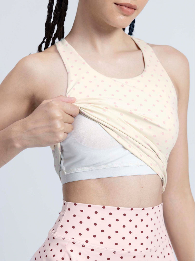 Ivory  Polka Racerback Tank