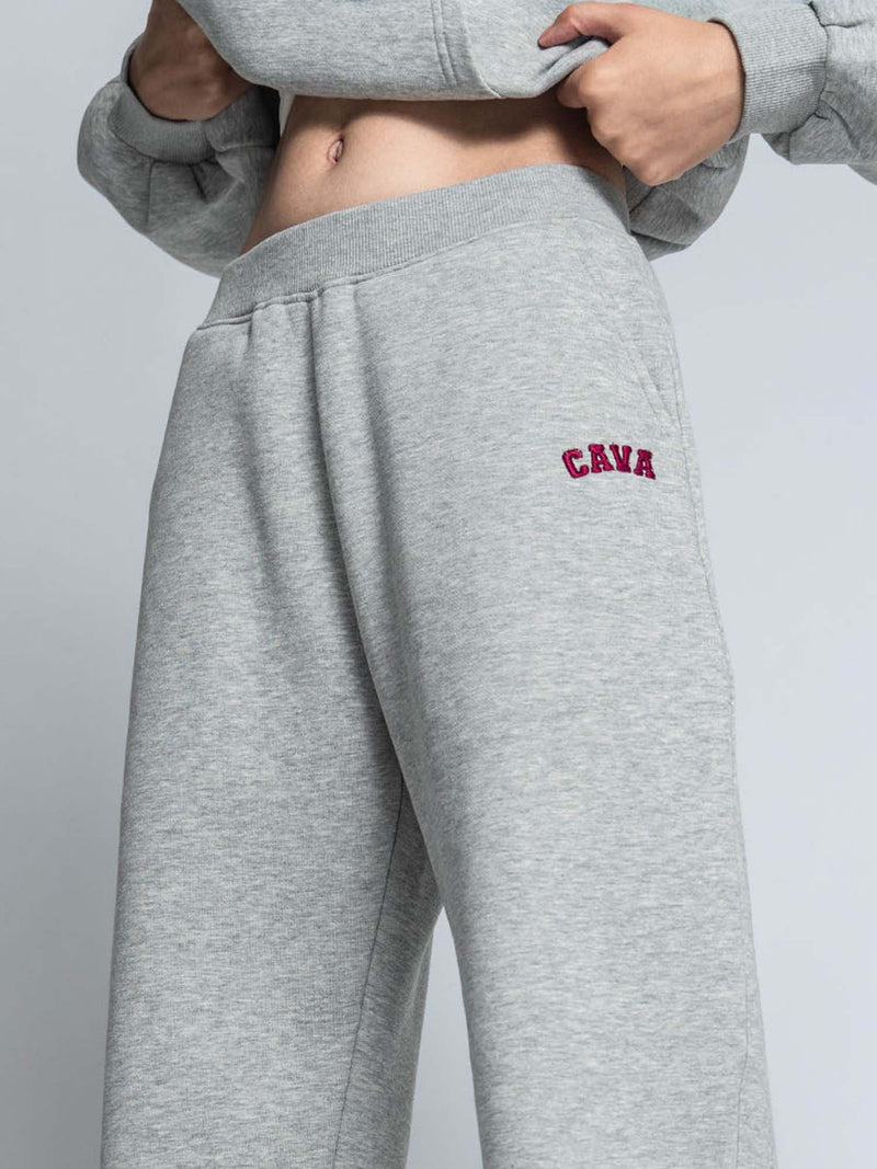 Grey Melange Fleece Barrel Joggers