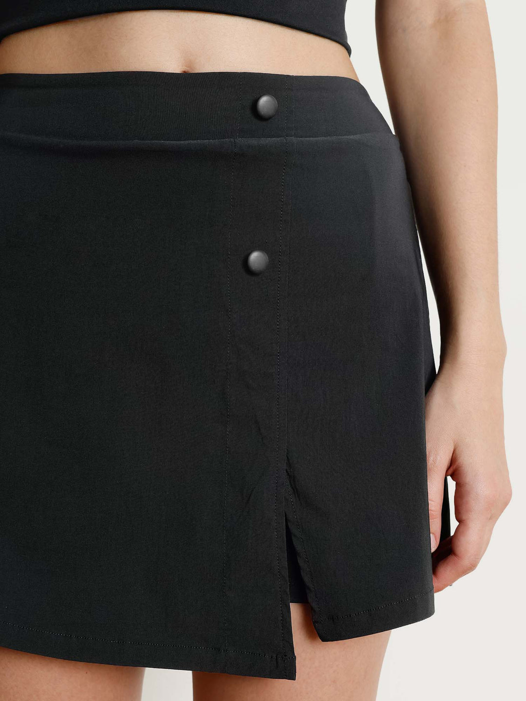 Black Wrap Woven Skorts