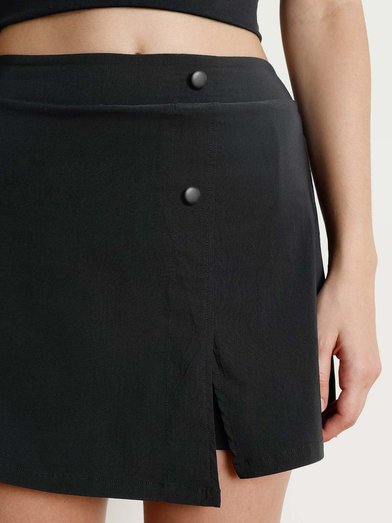 Black Wrap Woven Skorts
