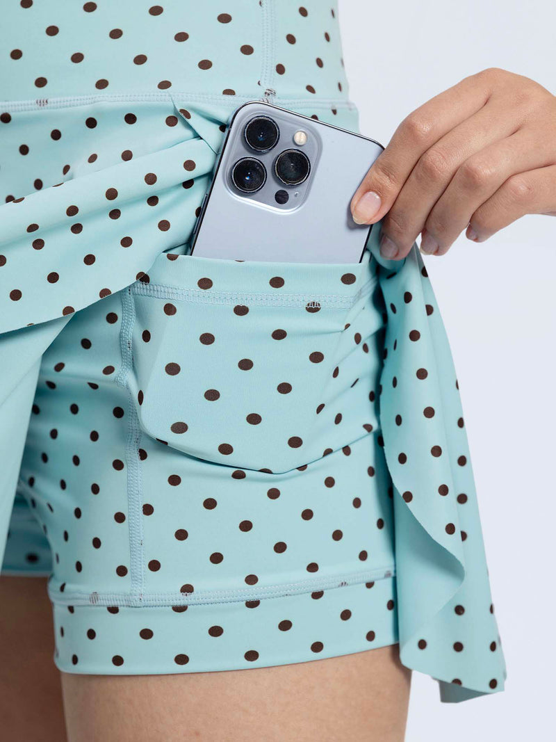 Blue Polka Swirl Tennis Skorts