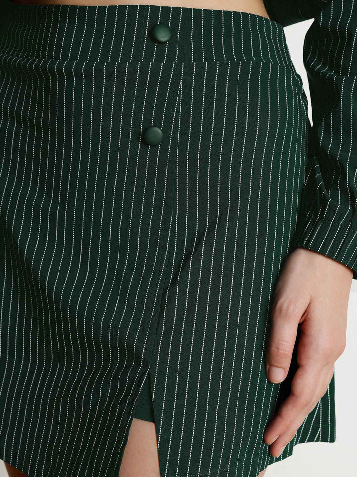 Pine Stripe Wrap Woven Skorts
