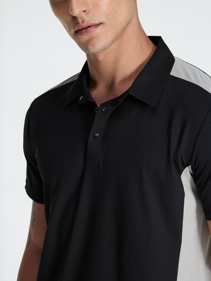 Black Contrast Bonded Polo