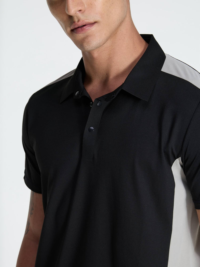 Black Contrast Bonded Polo