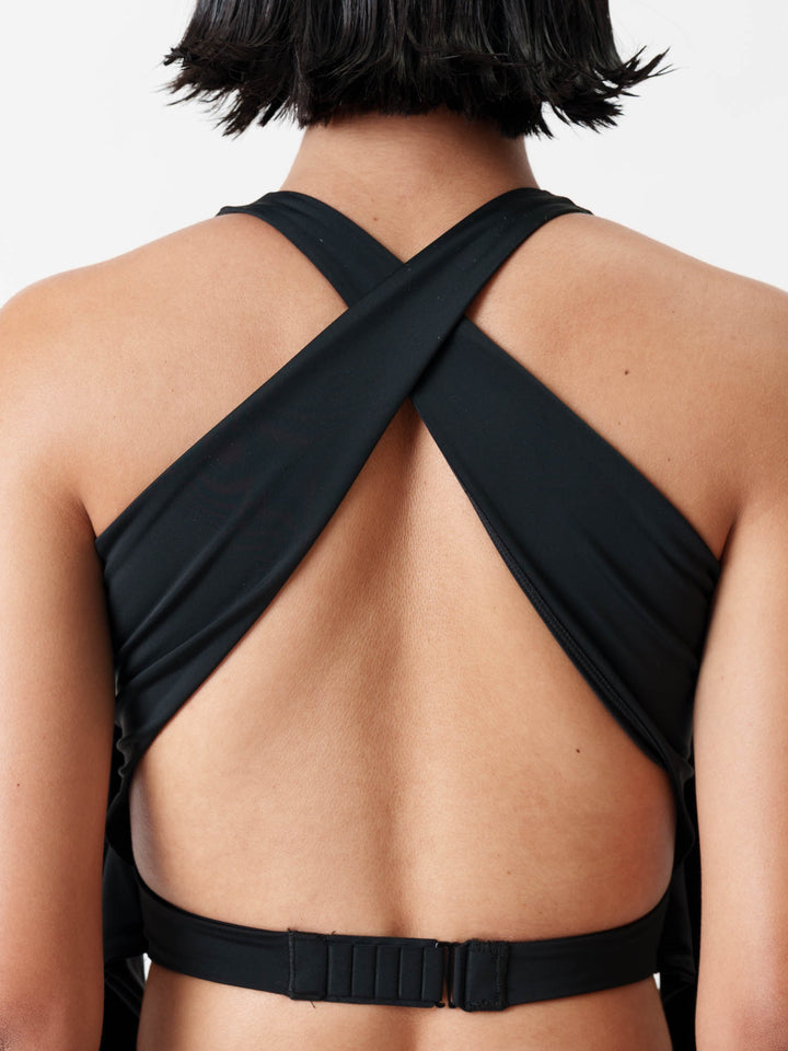 Black Tieback Swim Top
