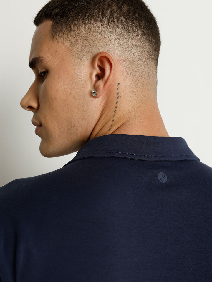 Navy Solid Collar Polo