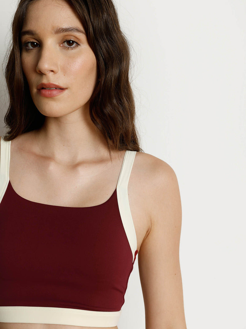 Maroon Splitline Sports Bra