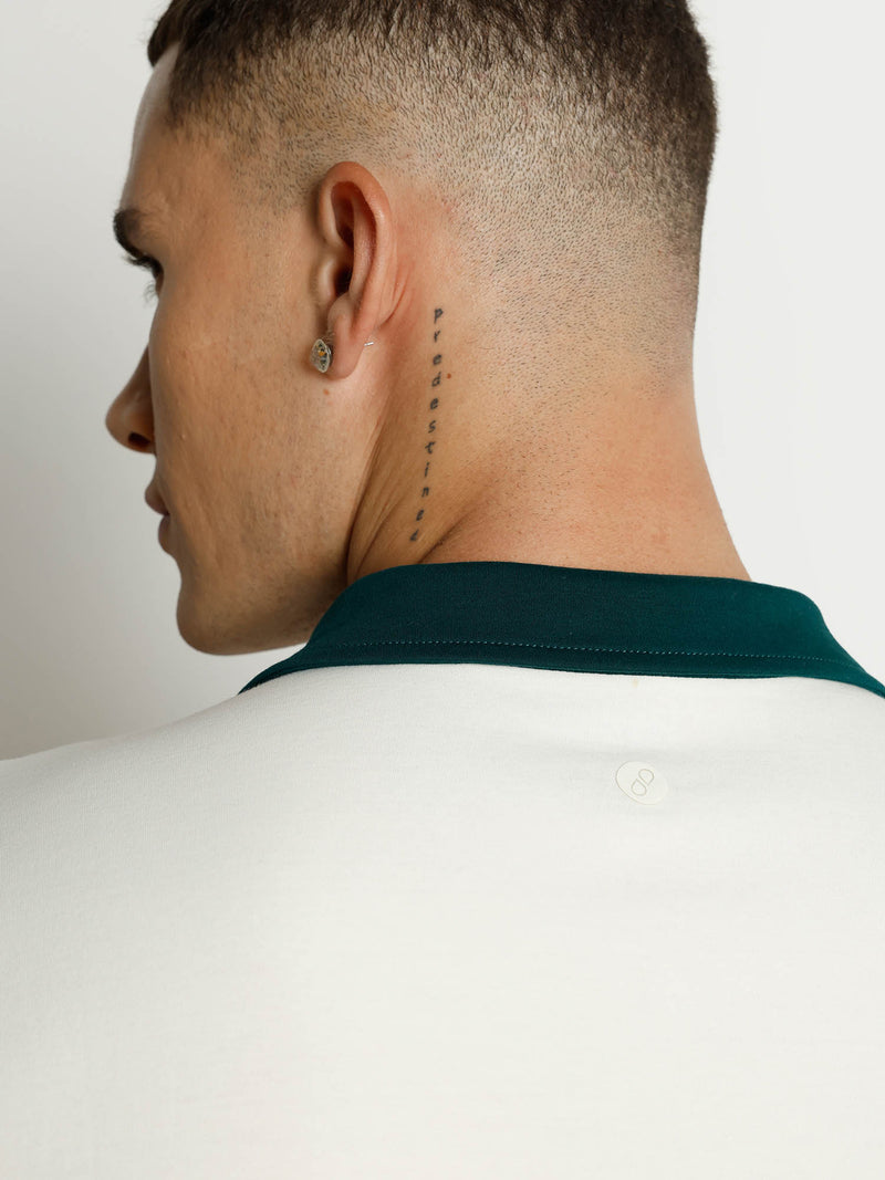 Ivory Contrast Collar Polo