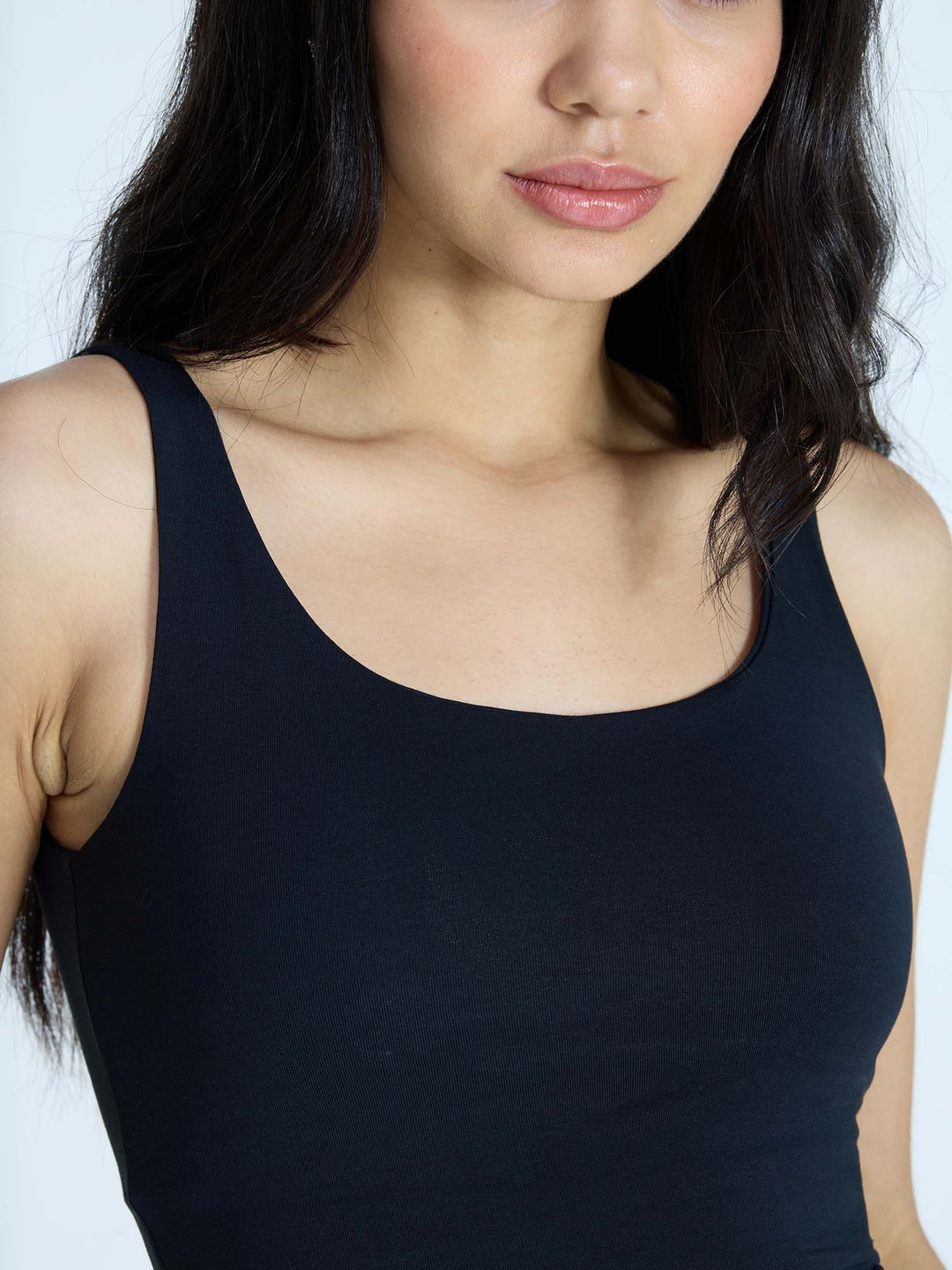 Black Cotton Scoop Tank