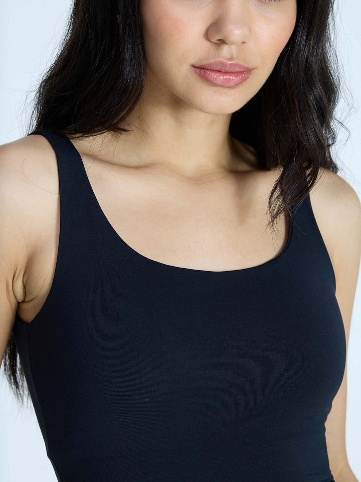 Black Cotton Scoop Tank