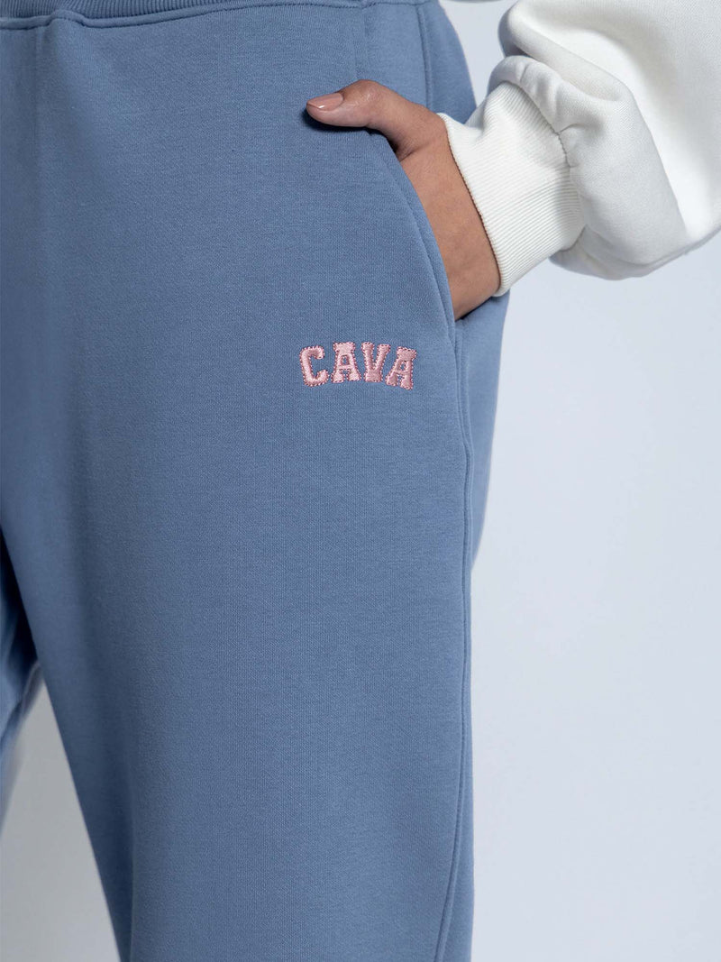 Blue Fleece Barrel Joggers