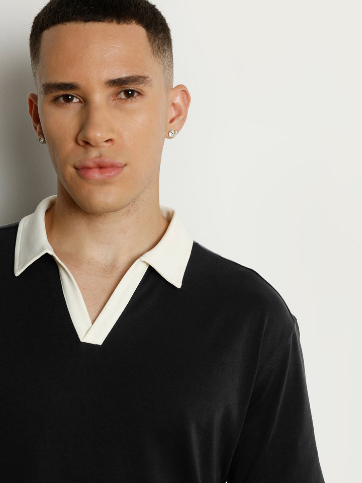 Black Contrast Collar Polo