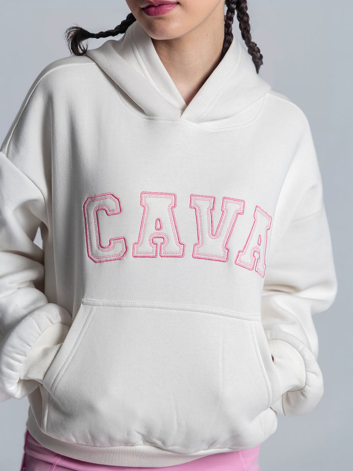 White Fleece Oversized Hoodie