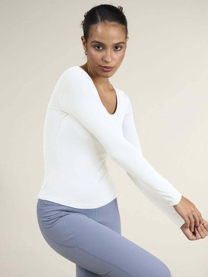 White Sculpt Scoop Top