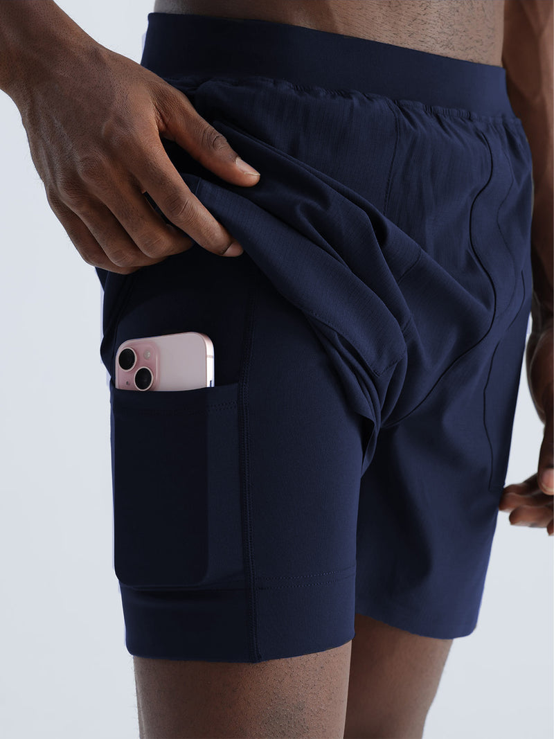 Navy 5" Double Layer Rift Shorts