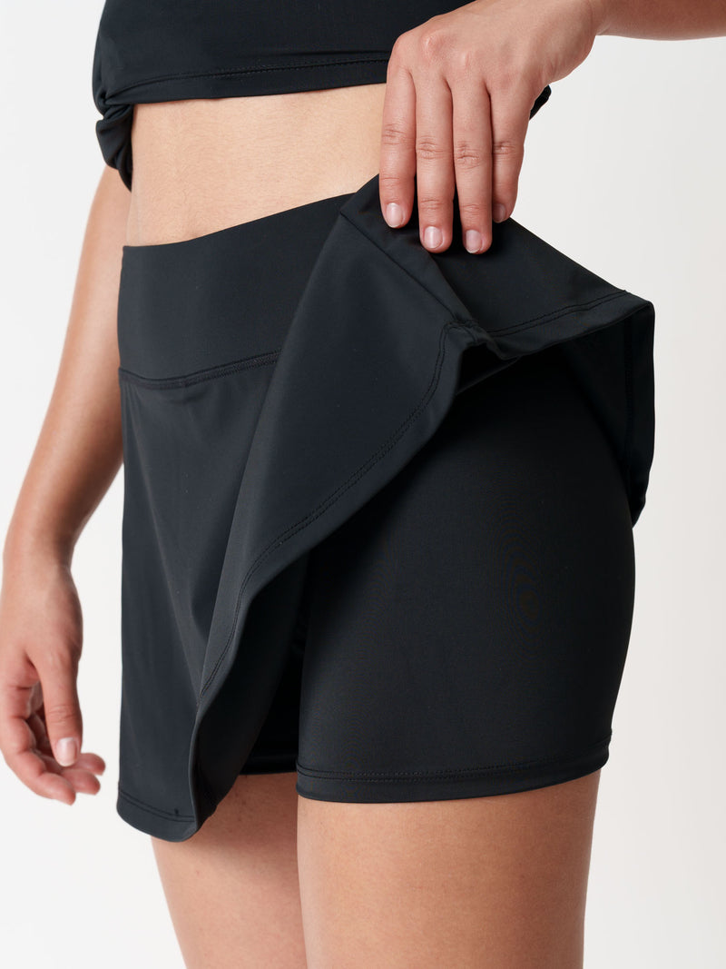 Black Ripple Swim Skorts