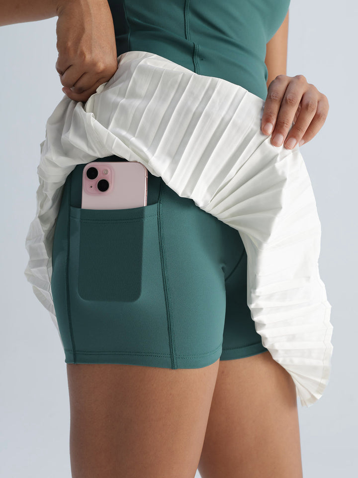 Green Pleated Mini Dress