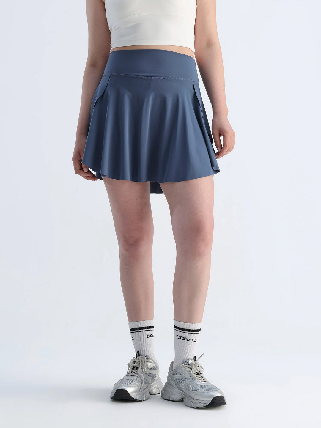 Steel Blue Swirl Tennis Skorts - Longer
