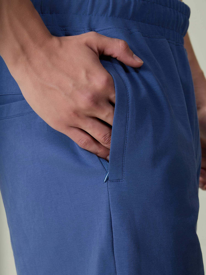 Blue Cotton Leisure Shorts