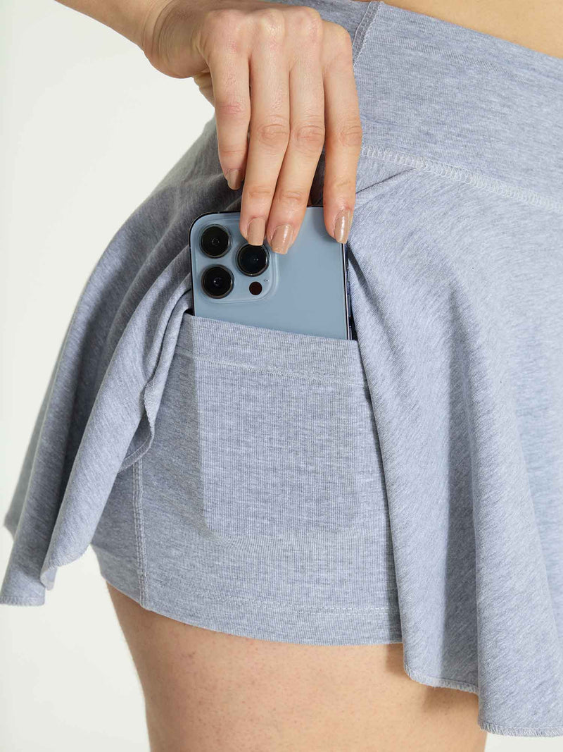 Grey Cotton Twirl Skort