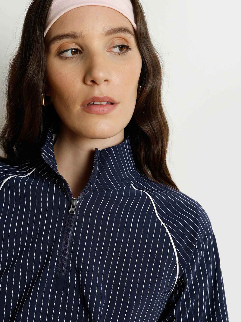 Navy Stripe Rally Quarter Zip Jacket