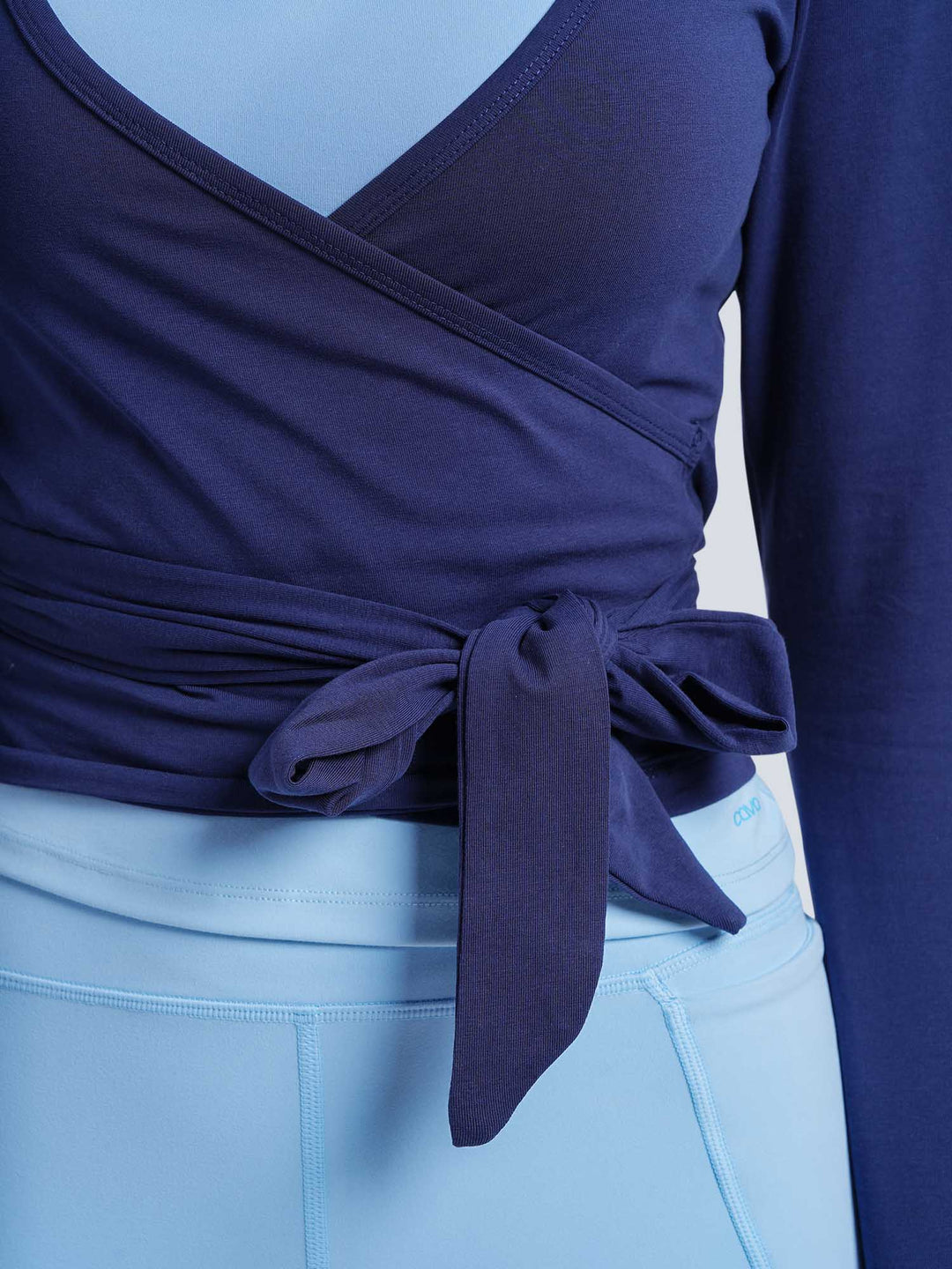 Navy Cotton Wrap Top