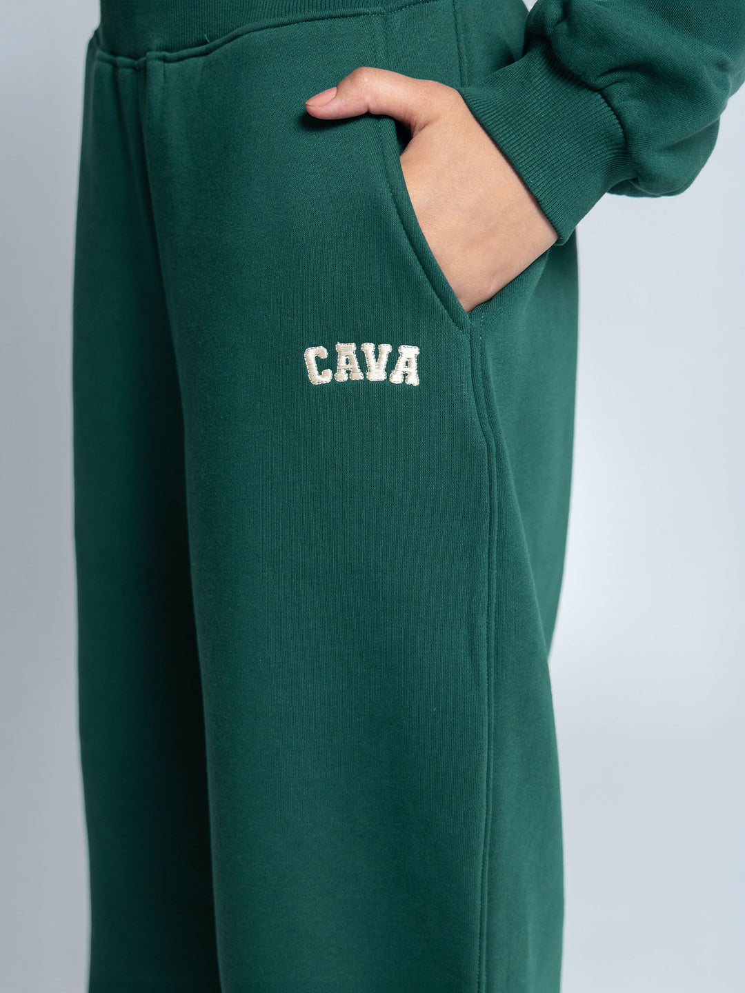 Dark Green Fleece Barrel Joggers