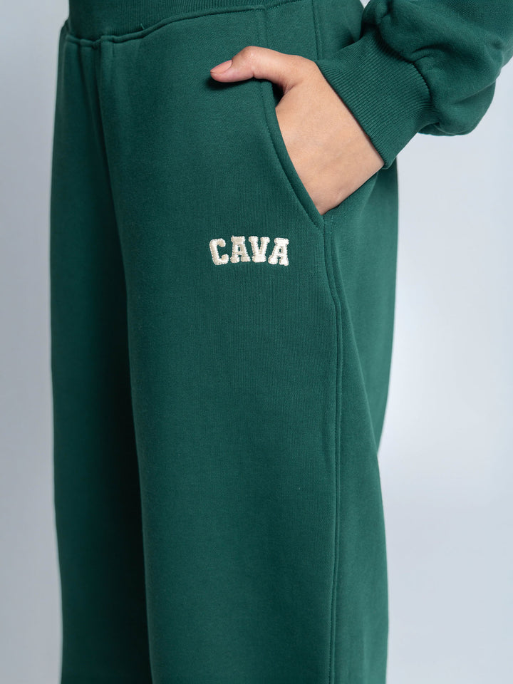 Dark Green Fleece Barrel Joggers