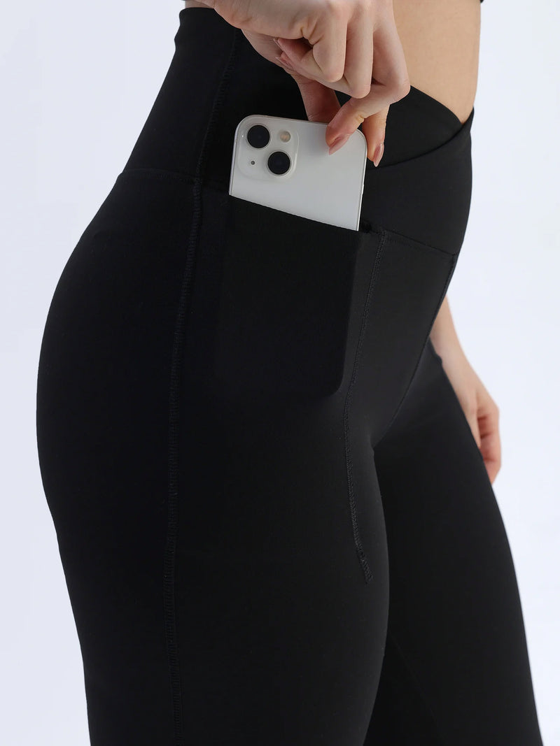 Obsidian Black Hourglass Flared Leggings