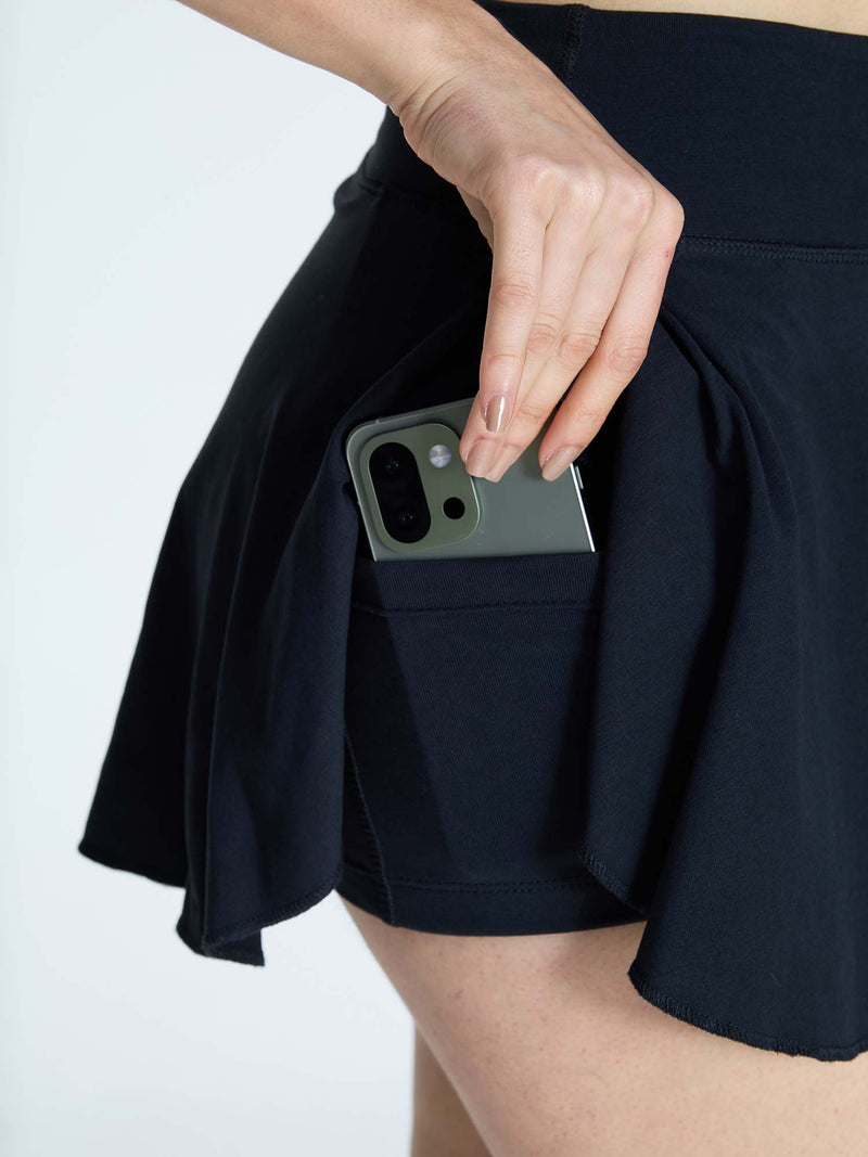 Black Cotton Twirl Skort