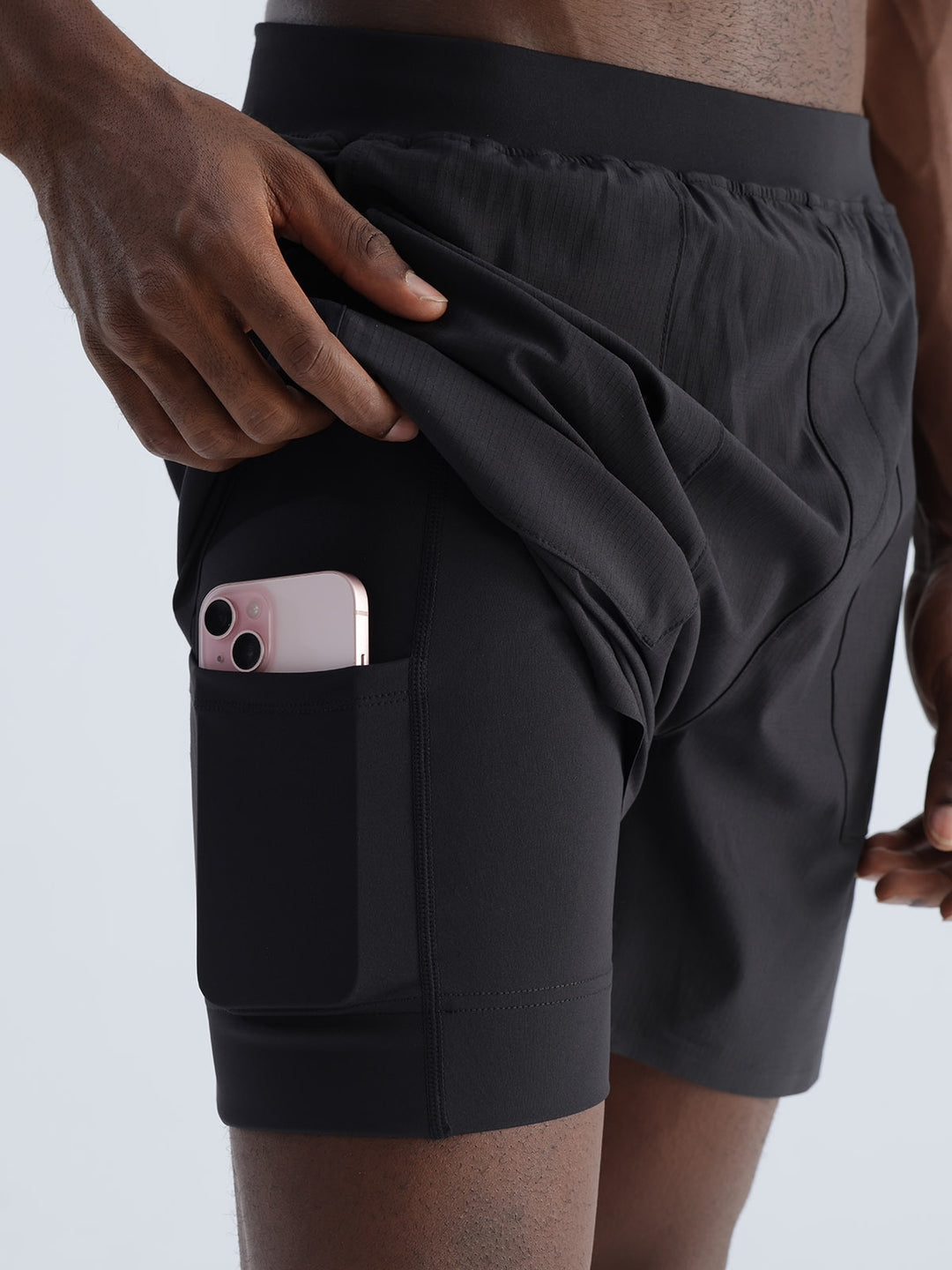 Black 5" Double Layer Rift Shorts